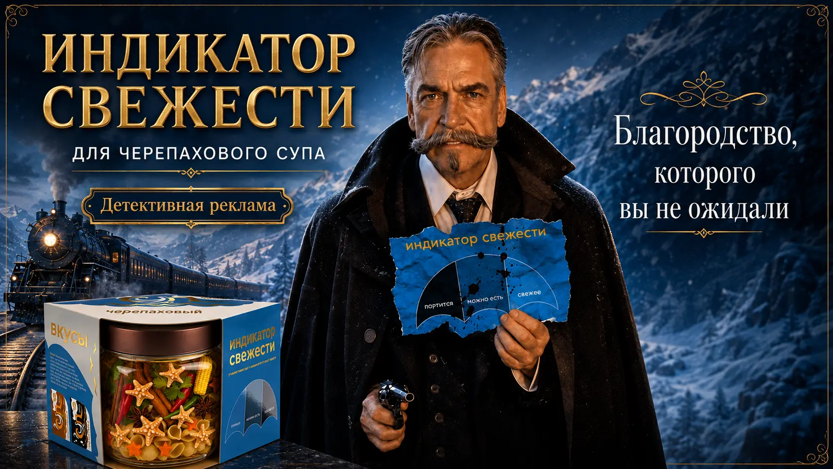 Обложка ролика «Реклама черепахового супа по мотивам фильма «Убийство в Восточном экспрессе»»